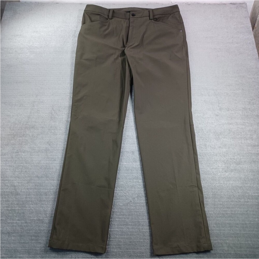 Lululemon Pants Mens 38x33 Green ABC Straight Leg Slim Fit Reflective Inseam